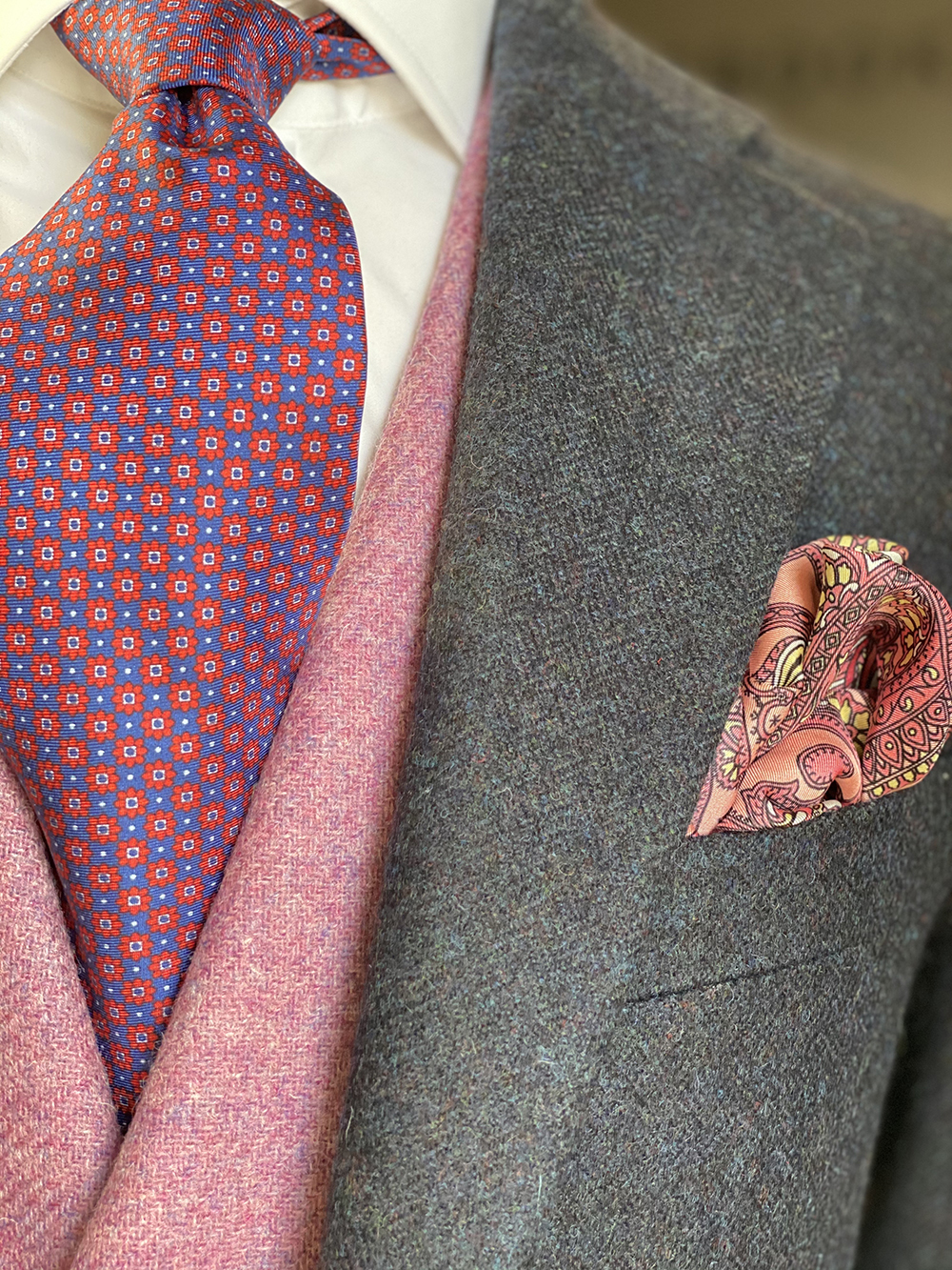 Andrew Brookes Wedding Suit Pink Tie